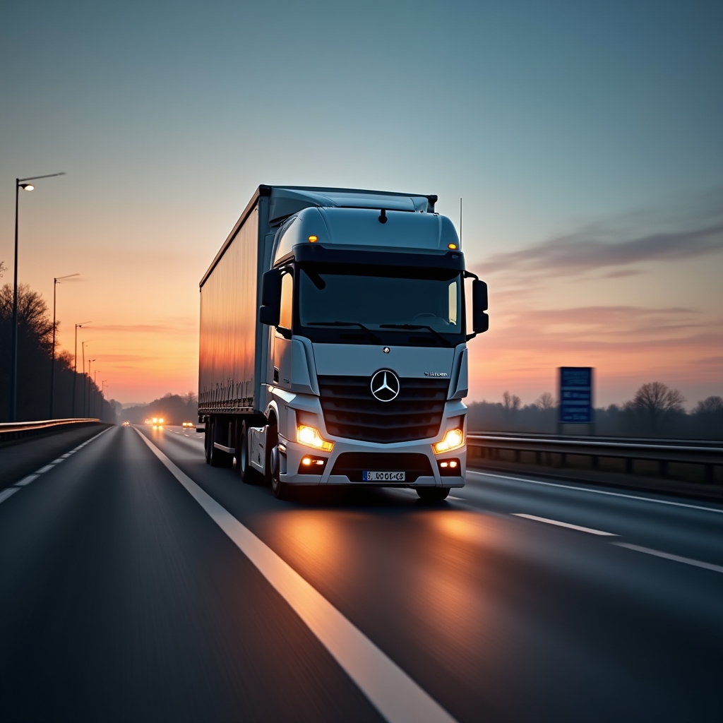 Ciężarówka na europejskiej autostradzie podczas transportu towarów
